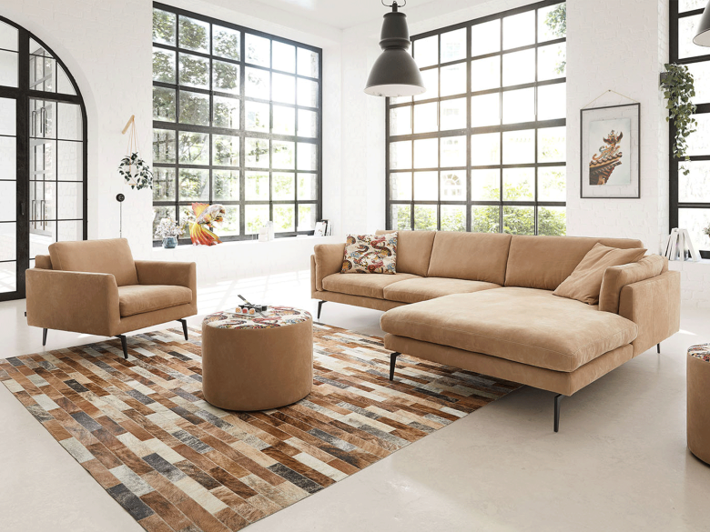 gemütliches Sofa als Einzelsofa oder Ecksofa in Stoff oder Leder Gestell Metall oder Holz Module in verschiedenen Größen